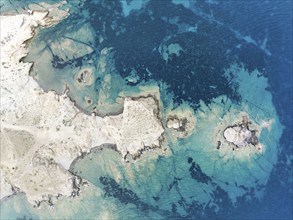 Rocky coast detail. Aerial view. Drone shot. Nature Reserve Cabo de Gata-Nijar, Almería province,