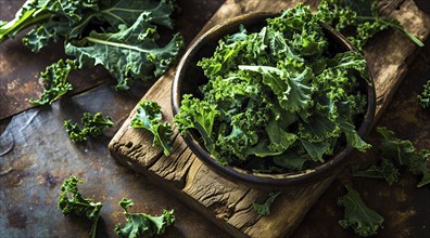 Nutritious vegetable kale salad leaves that provide big health benefits, AI generated