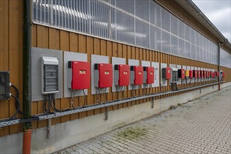 Inverter of a photovoltaic system on a horse stable, Bavaria, Germany, Europe