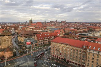 Bird's eye view of Bahnhofsplatz with Grand Hotel Le Meridien, Königstor, Königstraße, Old Town