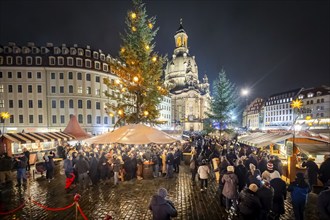 32nd Christmas Vespers and historic Christmas market on Neumarkt square in front of the