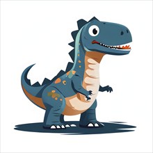 Simple cartoon dinosaur with a white background, abstract illustration, AI generated