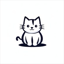 A simple cartoon cat with a white background, AI generated