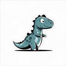 Simple cartoon dinosaur with a white background, abstract illustration, AI generated