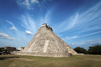 Ancient mayan pyramid (Pyramid of the Magician El Adivino) in Uxmal, Mexico, Central America