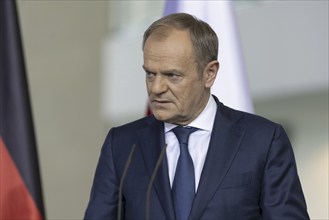 Donald Tusk, Prime Minister of Poland, recorded during a press conference at the Federal