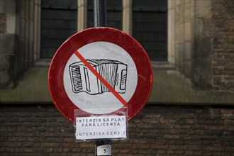 Music ban sign Haarlem Holland