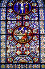 Church window, Jesus at the Last Supper, Basel Minster, Basel, Canton of Basel-Stadt, Switzerland,