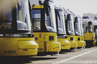 Trams of the Berlin transport company BVG are parked at the Lichtenberg depot in Berlin, 29