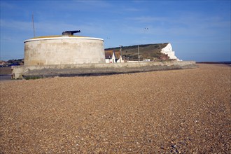 Martello tower on the beach, Seaford, East Sussex, England, United Kingdom, Europe