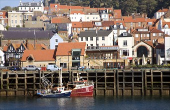 View of the harbour, Scarborough, Yorkshire, England, United Kingdom, Europe