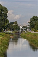 Bascule bridges over a Fehn canal, Spetzerfehn, municipality of Großefehn, East Frisia, Lower