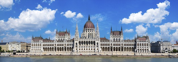 Hungary, panoramic view of the Parliament and Budapest city skyline of historic center, Europe