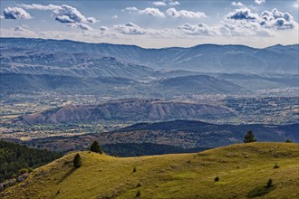 Mountain ridges and hilly landscape in the Gran Sasso National Park, Parco Nazionale del Gran Sasso