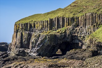 Eastern arch of Carsaig Arches, stone arche on the Isle of Mull, Scotland, UK