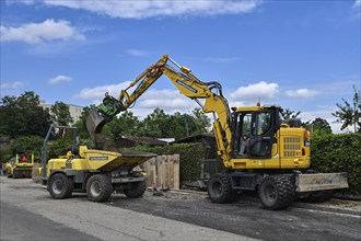 Wheel excavator construction site