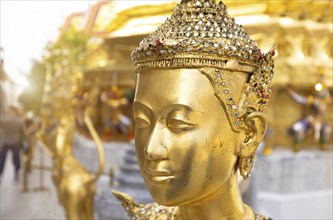 Scenic golden temple of emerald buddha Wat Phra Kaew in Bangkok, Thailand, Asia