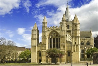 Rochester Cathedral in south-east England. The impressive west façade of the cathedral, founded in