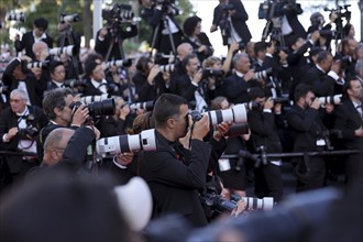 Cannes, France, 25 May 2024: Photographers at the closing ceremony on the red carpet of the Palais