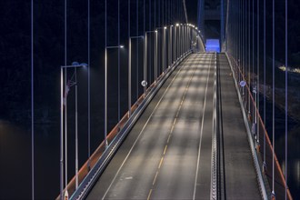 Bridge Hardangerbrua at night, Hardangerbridge, over the Eidfjord, a branch of the Hardangerfjord,