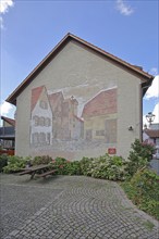 House with historical wall painting, mural, wall painting, arts and crafts, Rossgass, Ortenau,