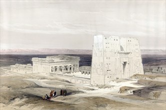 Temple of Edfou, ancient Appolinopolis, Upper Egypt, Egypt, c. 1850, Historical, digitally restored