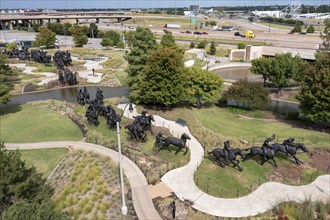 Oklahoma City, Oklahoma - A sculpture commemorates the Oklahoma Land Run of 1889 when thousands of