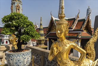 Gilded statue of a mythological creature in Wat Phra Kaeo, the king's Buddhist temple, Grand Palace