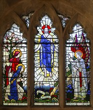 Stained glass window of Resurrection church of Saints Peter and St Paul, Kedington, Suffolk,