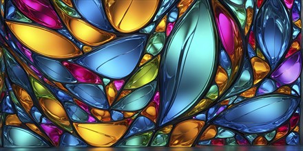 3d rendering of vibrant colored abstract changing glass design in an ornament structure, AI