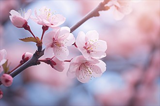 Close up of pink cherry tree flower. KI generiert, generiert AI generated