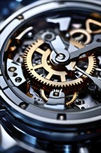 AI generated mechanical watch close up with shimmering digital component