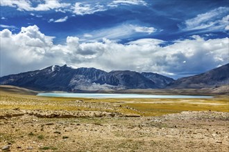 Himalayan lake Kyagar Tso in Himalayas mountains, Ladakh, India, Asia