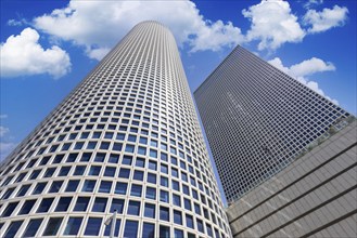 Israel, Tel Aviv financial business district skyline with shopping malls and high tech offices,