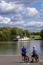 The Main ferry from Seligenstadt to Karlstein, Seligenstadt, Hesse, Germany, Europe