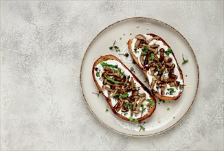 Sandwiches with cream cheese and pickled honeydew, healthy breakfast, homemade