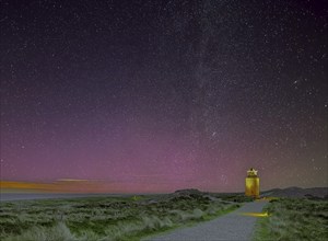 Lighthouse night starry sky northern lights Kampen Sylt