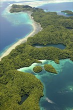 Aerial view of part of Eil Malk Island in the island paradise of Palau in the Western Pacific, in