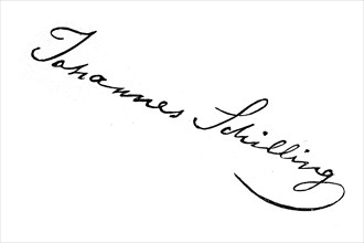 Signature, handwriting by Johannes Schilling, historical, digital reproduction of an original from