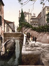 St Christopher Canal, Venice, Italy, Historic, digitally restored reproduction from a 19th century