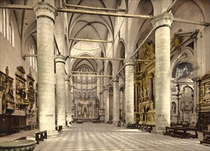 Interior view of St. John and St. Paul's, Venice, Italy, Historic, digitally restored reproduction