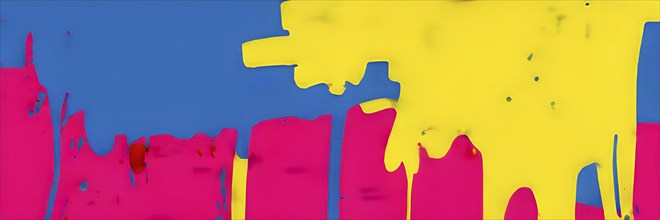 Pop art wallpaper background in blue, yellow, pink and red hues, abstract minimalist illustration,