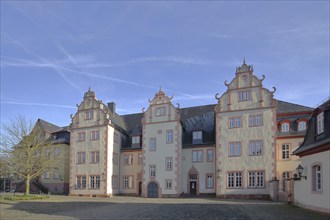 Renaissance castle with tail gable and today's tax office, castle complex, Friedberg, Wetterau,