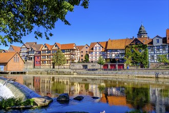 Half-timbered houses on the River Fulda, German Half-Timbered Houses Route, Hannoversch Münden,