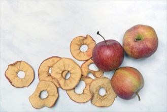 Dried apple rings and apples, dried fruit