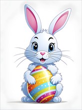 A simple cartoon Easter bunny with a white background, abstract illustration, AI generated