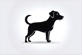 Abstract black icon of a charming dog, illustration on white background, AI generated