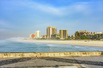 Morning on the breakwater of Barra da Tijuca beach, one of the most famous in the city of Rio de