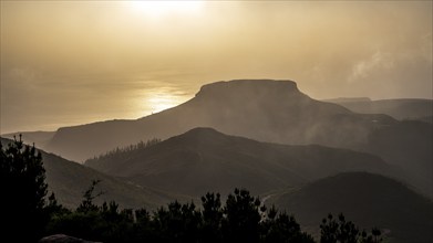 Sunset, view from the mountain Alto de Garajonay, Garajonay National Park, La Gomera, Canary