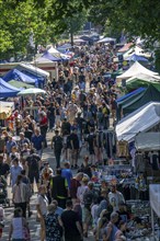 Flea market at the summer festival at the Gruga in Essen, 10-day fair at Messe Essen, with one of